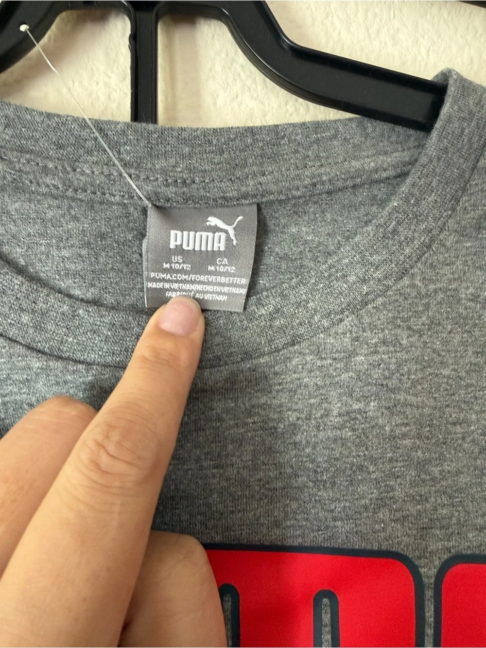 Puma Kids Gray Top with Red Logo & Navy Pants Pajama Set